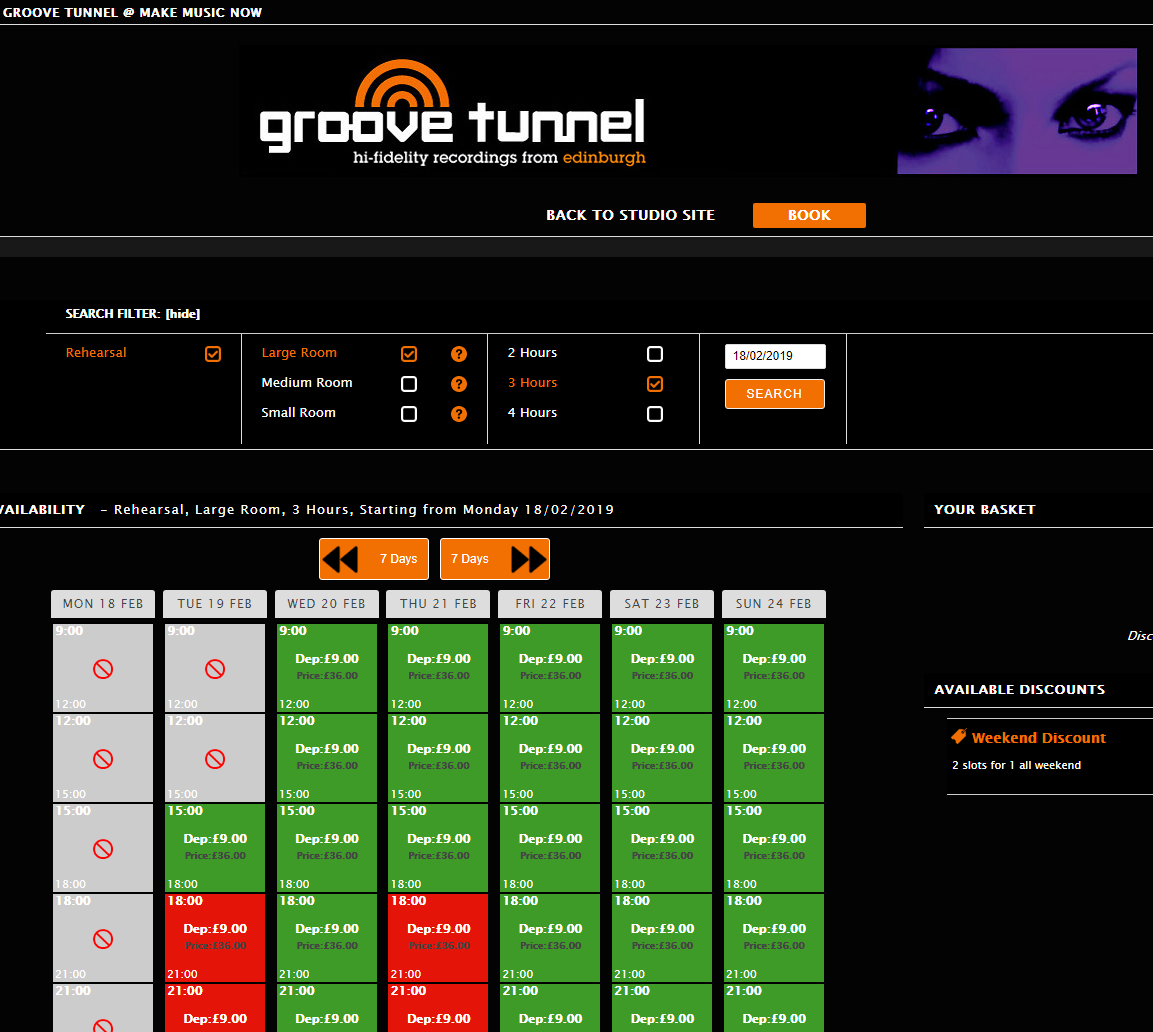 Groove Tunnel - Live Customer Booking Site